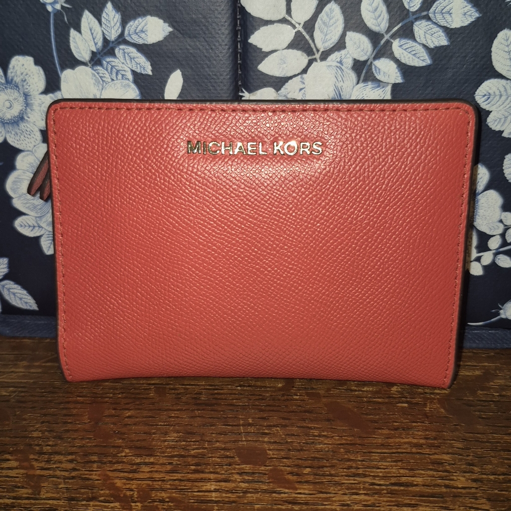 Michael Kors CoralRed Leather Wallet Nwot